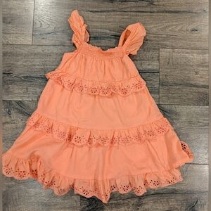 Janie & Jack 5T Coral Ruffle Eyelet Tiered Sundress Dress Orange Summer Girls